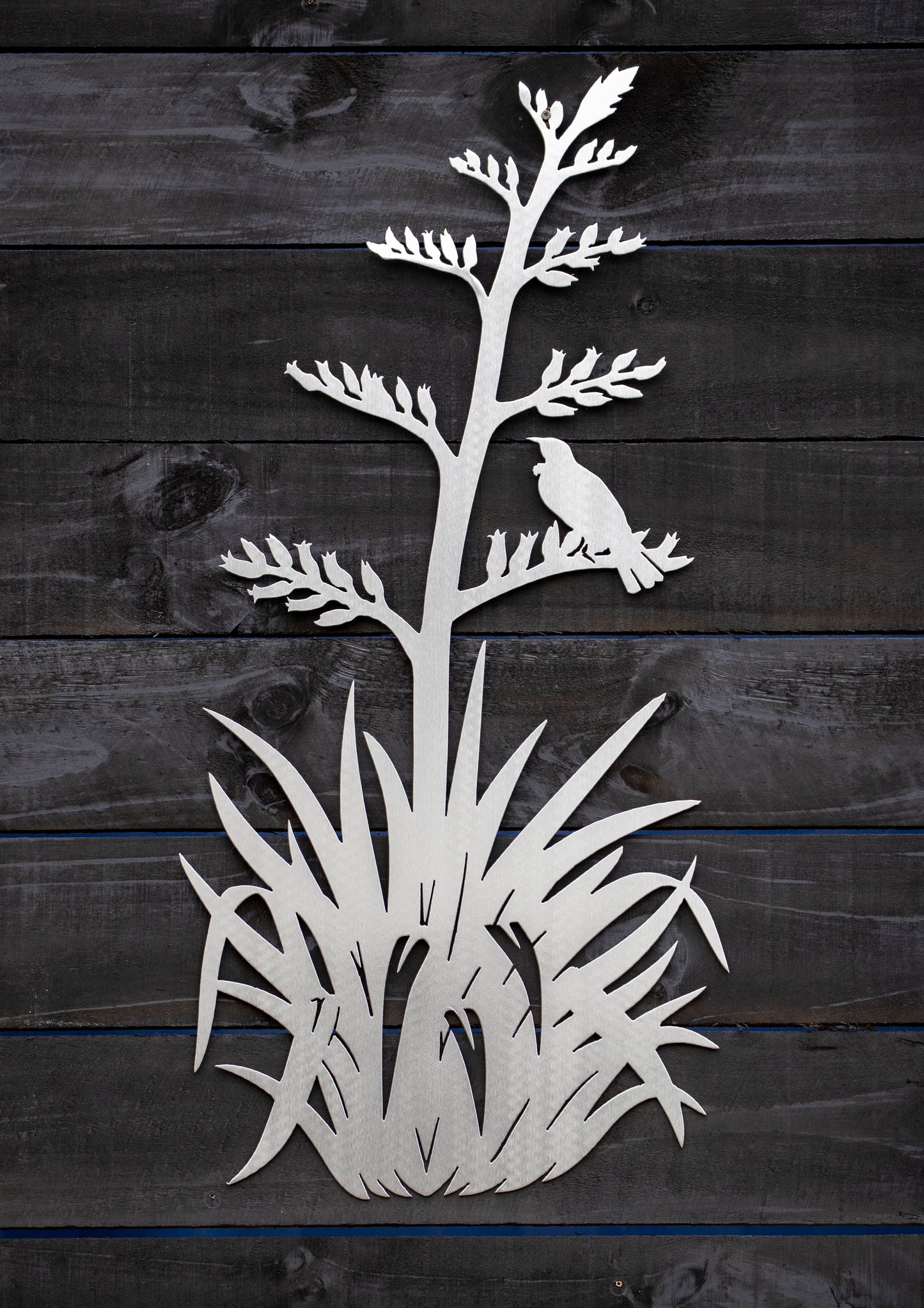 Tui on Flax Bush Aluminium